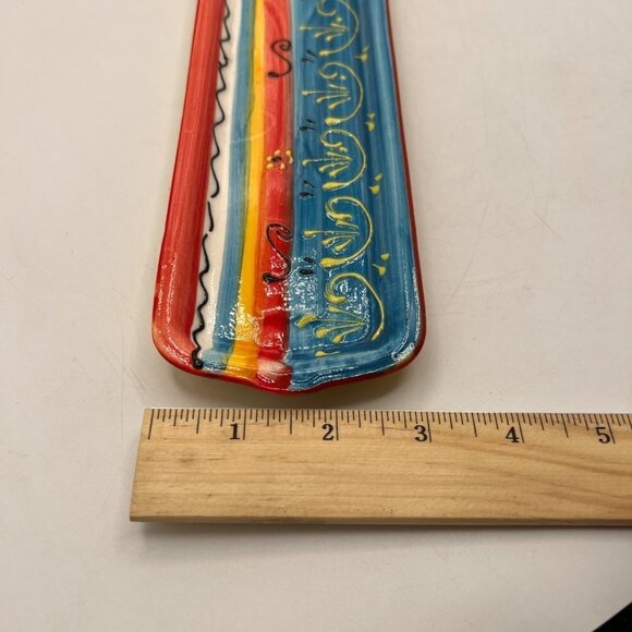 Spanish Hand Made Painted Ceramic Long Trinket Tray - Picture 7 of 9